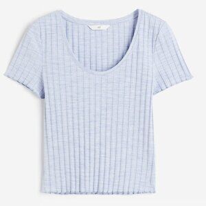 Ribbed deep-neck T-shirt